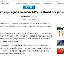 Fuses e aquisies crescem 61% no Brasil em janeiro